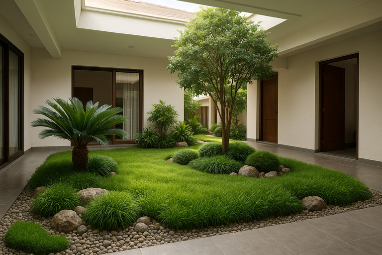 taman kering di tengah rumah