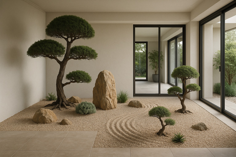 taman zen rumah dari depan